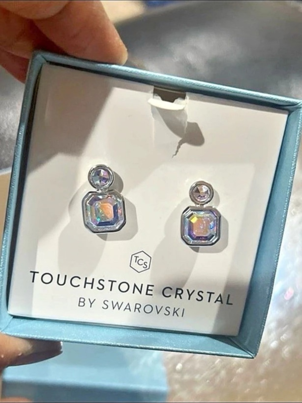 Squared up earrings by Swarovski touchstone crystal new